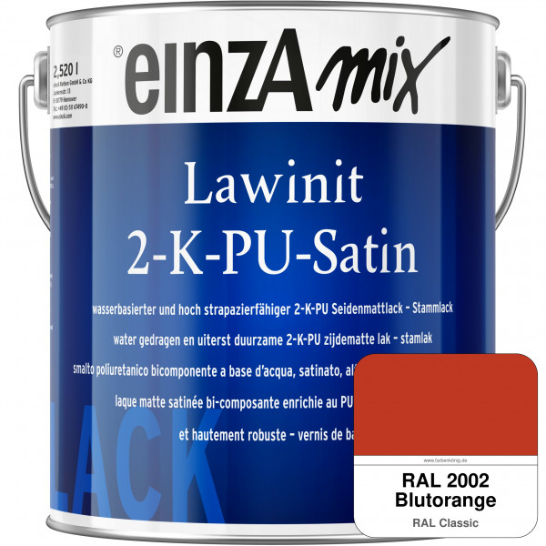 einzA Lawinit 2-K-PU Satin Stammlack (RAL 2002 Blutorange)