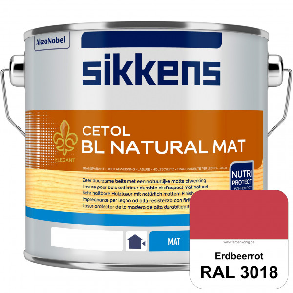 Cetol BL Natural Mat (RAL 3018 Erdbeerrot) Matte, wasserverdünnnbare Dünnschichtlasur