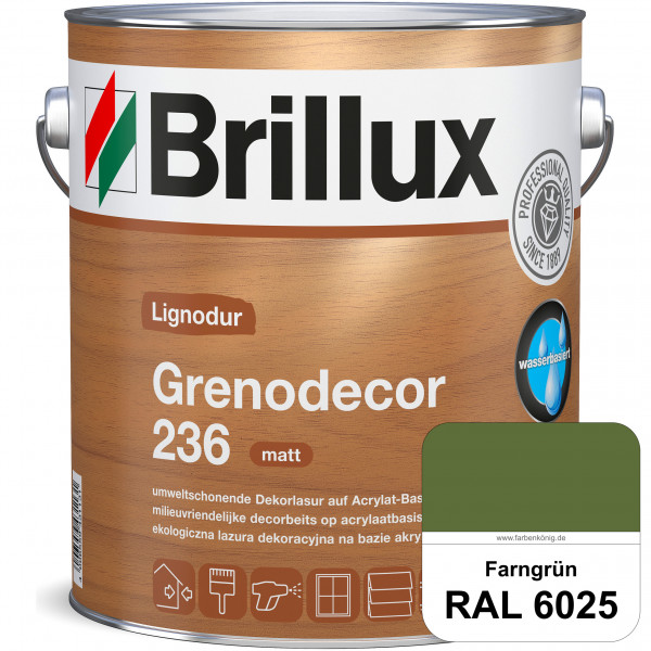 Grenodecor 236 (RAL 6025 Farngrün) Umwelt- und gesundheitsschonende, diffusionsfähige Dekorlasur mit