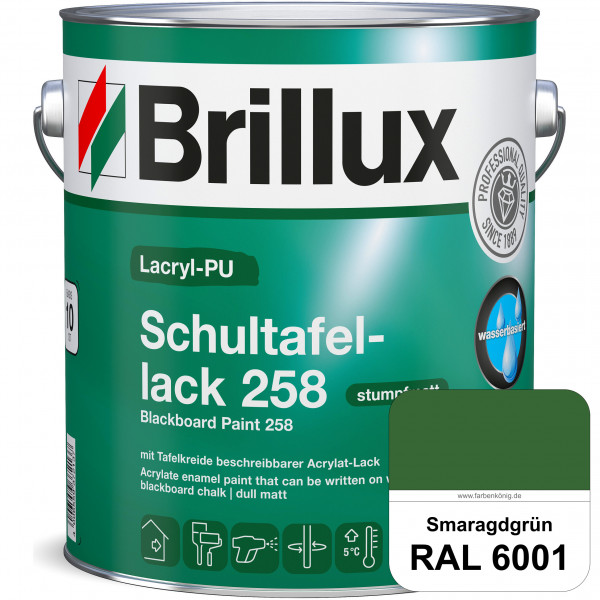 Lacryl-PU Schultafellack 258 (RAL 6001 Smaragdgrün) wasserbasierter und matter Schultafellack (innen
