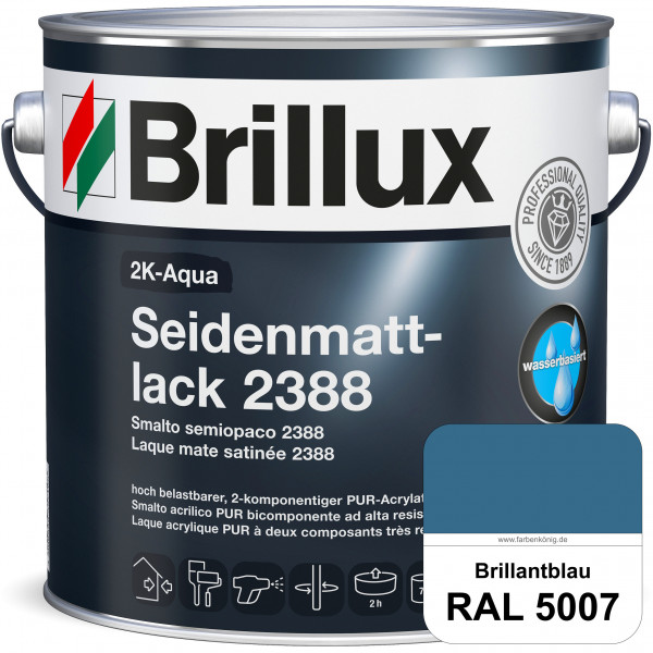 2K-Aqua Seidenmattlack 2388 (RAL 5007 Brillantblau) mechanisch und chemisch hoch belastbar für außen
