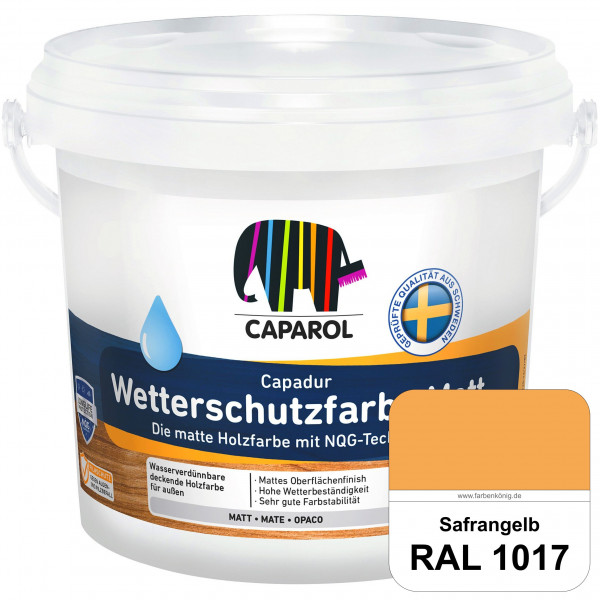 Capadur Wetterschutzfarbe Matt (RAL 1017 Safrangelb) matte Holzfarbe mit NQG-Technologie für außen