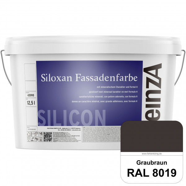 einzA Siloxan Fassadenfarbe (RAL 8019 Graubraun) Siliconvergütete Fassadenfarbe