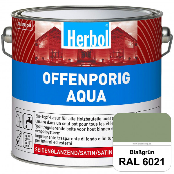 Offenporig Aqua (RAL 6021 Blassgrün) Wasserverdünnbar & hochwertige Ein-Topf-Holzlasur - Feuchteschu
