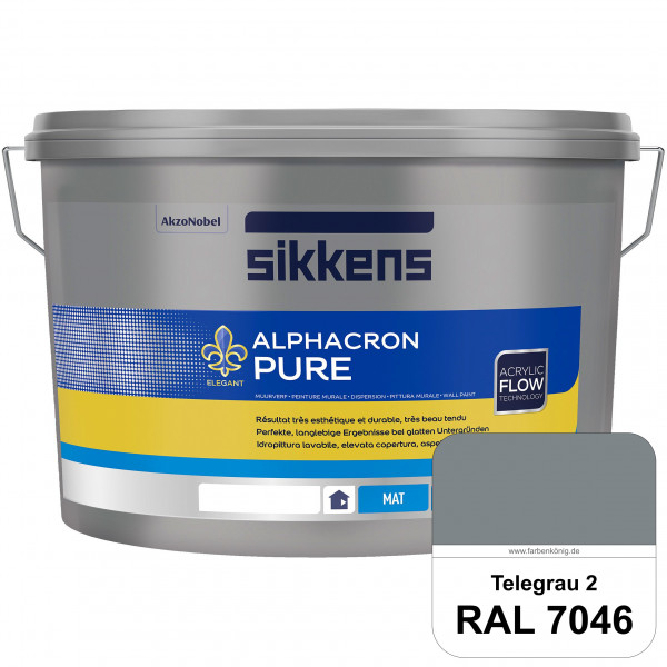 Alphacron Pure (RAL 7046 Telegrau 2) Edelmatte & hochertige Premium Wandfarbe für glatte Untergründe