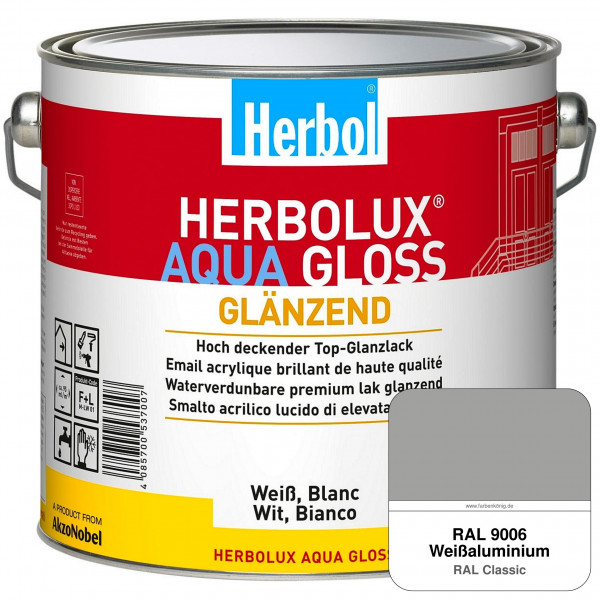 Herbolux Aqua Gloss (RAL 9006 Weißaluminium) Wasserverdünnbarer Top-Glanzlack (Innen)