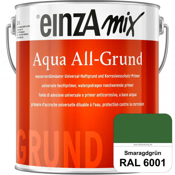 einzA Aqua All-Grund (RAL 6001 Smaragdgrün) Wasserverdünnbarer Haftgrund & Korrosionsschutz-Primer