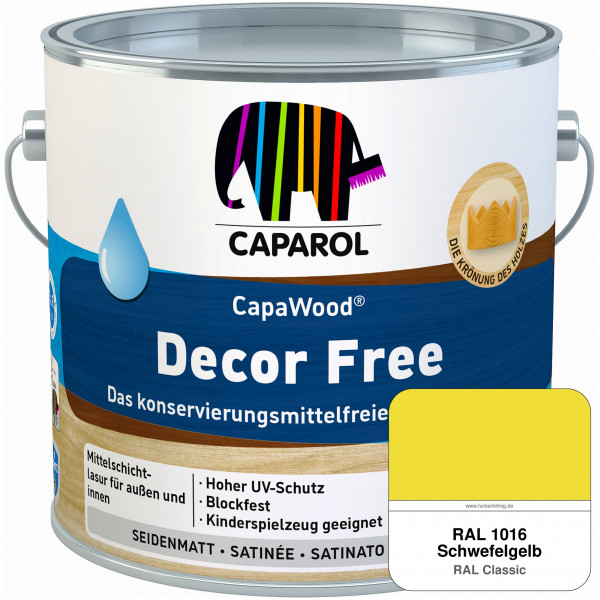 CapaWood® Decor Free (RAL 1016 Schwefelgelb) - ersetzt Capadur DecorLasur KF