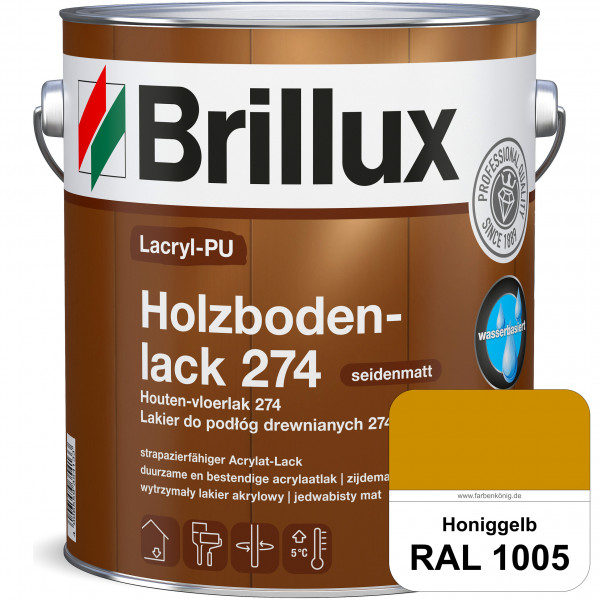 Lacryl-PU Holzbodenlack 274 (RAL 1005 Honiggelb) hochwertige & widerstandsfähige, deckende Versiegel