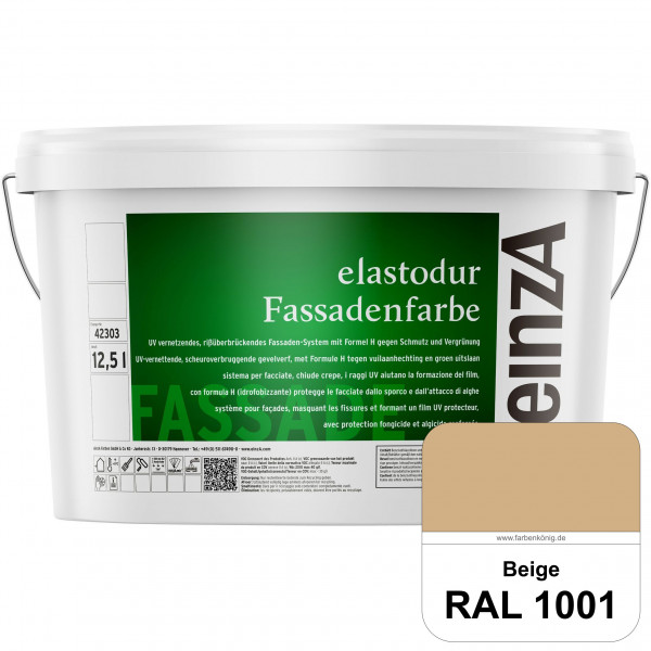 einzA elastodur Fassadenfarbe (RAL 1001 Beige) UV-vernetzendes & rissüberbrückendes Fassadenfarbe