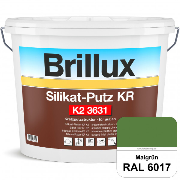 Silikat-Putz KR K2 3631 (RAL 6017 Maigrün) Dekorativer Kratzputz auf Silikatbasis