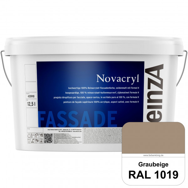 einzA Novacryl (RAL 1019 Graubeige) Reinacrylat-Fassadenfarbe, seidenmatt