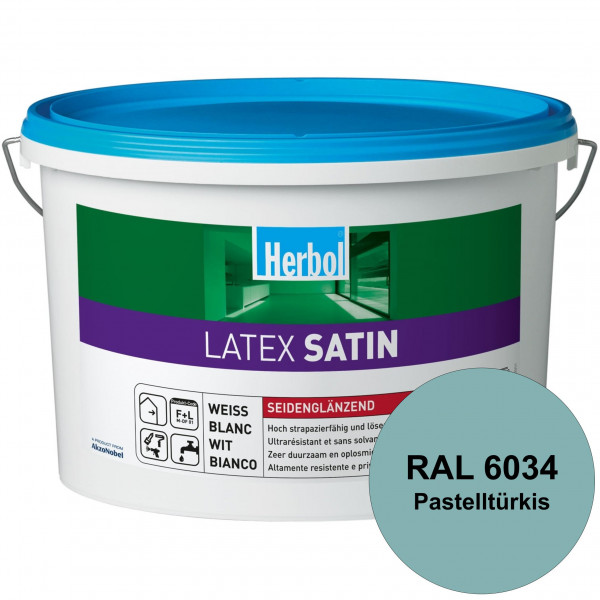 Latex Satin (RAL 6034 Pastelltürkis) Seidenglänzende Latexfarbe mit hoher Strapazierfähigkeit