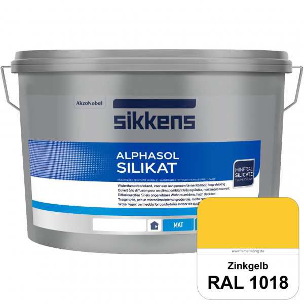 Alphasol Silikat (RAL 1018 Zinkgelb) Extrem matte Premium Wandfarbe auf SOL-Silikatbasis