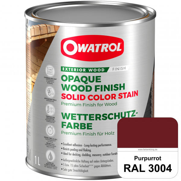 Solid Color Stain (RAL 3004 Purpurrot) deckende und matte Wetterschutzfarbe außen