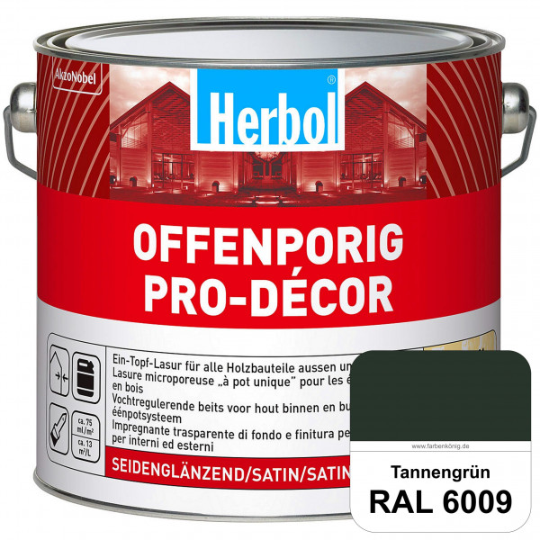 Herbol Offenporig Pro-Décor (RAL 6009 Tannengrün) Hochwertige Ein-Topf-Holzlasur mit 2-Phasen-UV-Sch