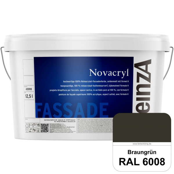 einzA Novacryl (RAL 6008 Braungrün) Reinacrylat-Fassadenfarbe, seidenmatt