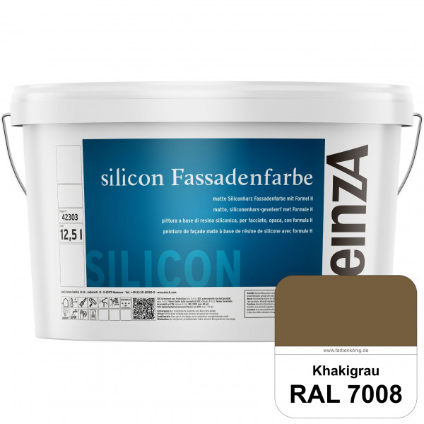 einzA silicon Fassadenfarbe (RAL 7008 Khakigrau) Hochwertige Siliconharz-Fassadenfarbe