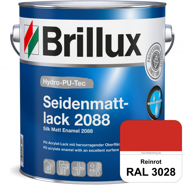 Hydro-PU-Tec Seidenmattlack 2088 (RAL 3028 Reinrot) PU-Seidenmattlack (wasserbasiert) innen