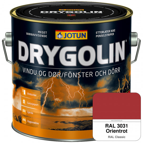 DRYGOLIN Vindu og Dør - wetterbeständige Holzschutzfarbe für Außen (RAL 3031 Orientrot)