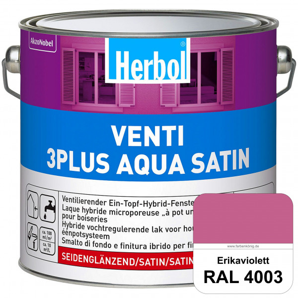 Venti 3Plus Aqua Satin (RAL 4003 Erikaviolett) wasserbasierter & feuchtigkeitregulierender Ein-Topf-