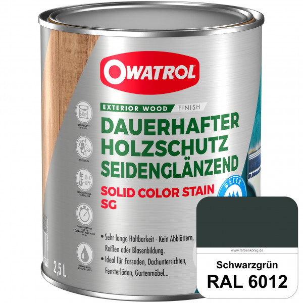 Solid Color Stain SG (RAL 6012 Schwarzgrün) deckende und seidenglänzende Wetterschutzfarbe außen