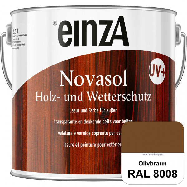 einzA Novasol HW Lasur (RAL 8008 Olivbraun) Lasierender Wetterschutz für außen