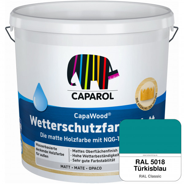 CapaWood® Wetterschutzfarbe Matt (RAL 5018 Türkisblau) - ersetzt Capadur Wetterschutzfarbe Matt