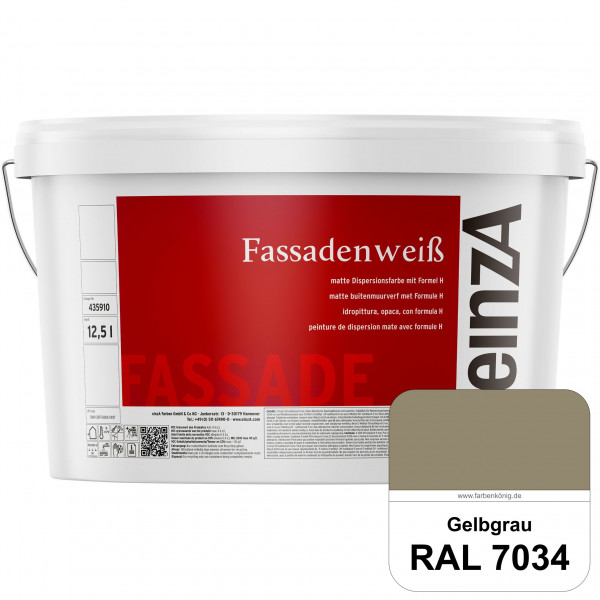 einzA Fassadenweiß (RAL 7034 Gelbgrau) Sil-Fassadenfarbe gegen Schmutz & Vergrünung