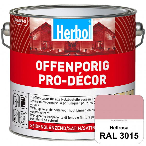 Herbol Offenporig Pro-Décor (RAL 3015 Hellrosa) Hochwertige Ein-Topf-Holzlasur mit 2-Phasen-UV-Schut