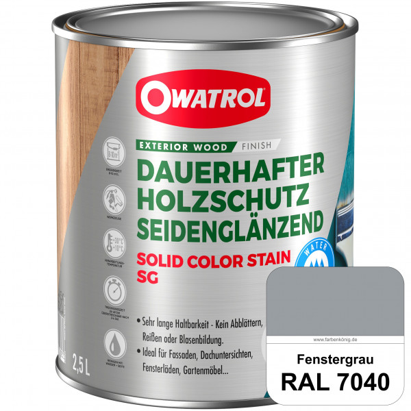 Solid Color Stain SG (RAL 7040 Fenstergrau) deckende und seidenglänzende Wetterschutzfarbe außen