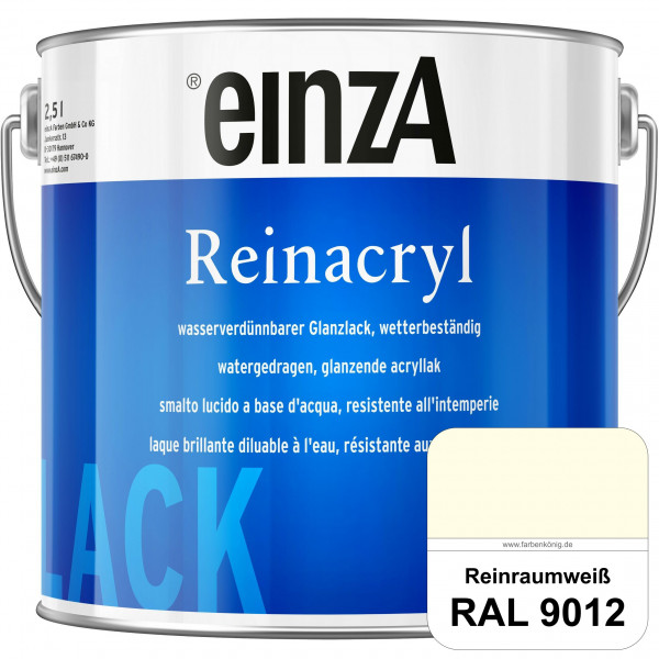 einzA Reinacryl (RAL 9012 Reinraumweiß) wetterbeständige glänzende Acryl-PU-Lackfarbe