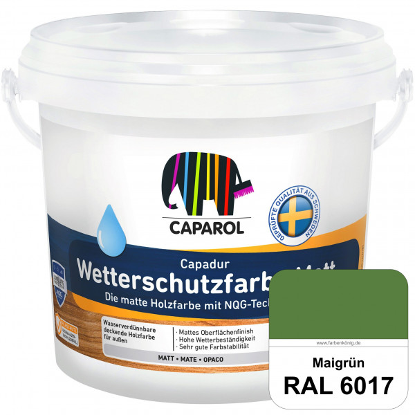 Capadur Wetterschutzfarbe Matt (RAL 6017 Maigrün) matte Holzfarbe mit NQG-Technologie für außen