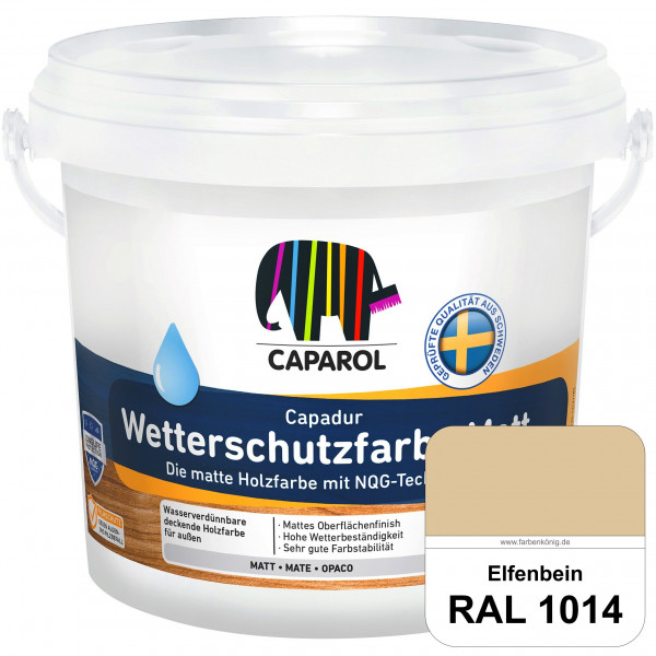 Capadur Wetterschutzfarbe Matt (RAL 1014 Elfenbein) matte Holzfarbe mit NQG-Technologie für außen