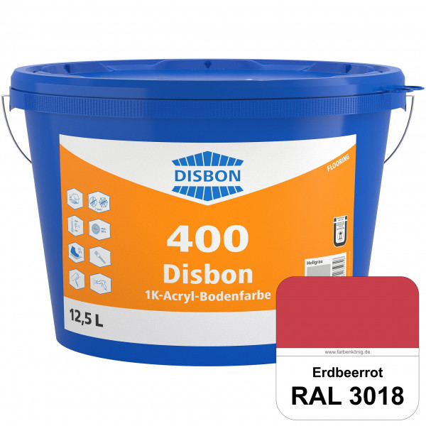 Disbon 400 1K-Acryl-Bodenfarbe (RAL 3018 Erdbeerrot) Dispersionsbeschichtung für mineralische Bodenf