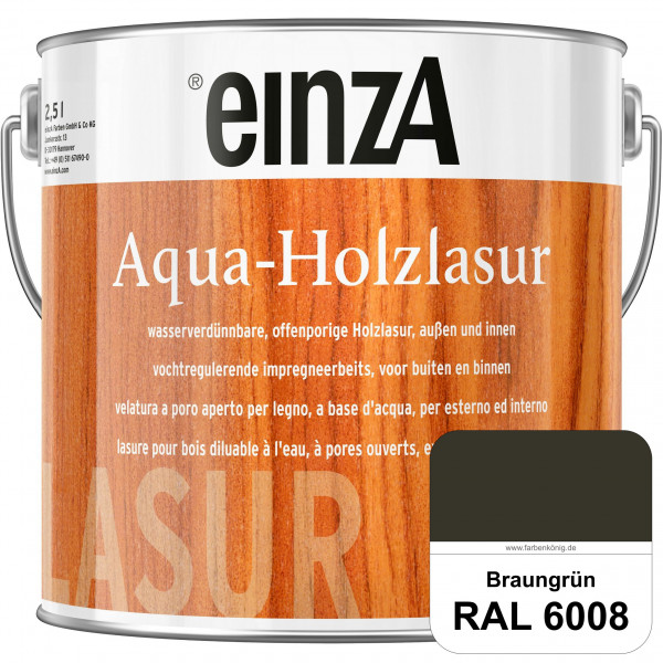 einzA Aqua-Holzlasur (RAL 6008 Braungrün) wasserverdünnbare offenporige Holzlasur für Holzbauteile