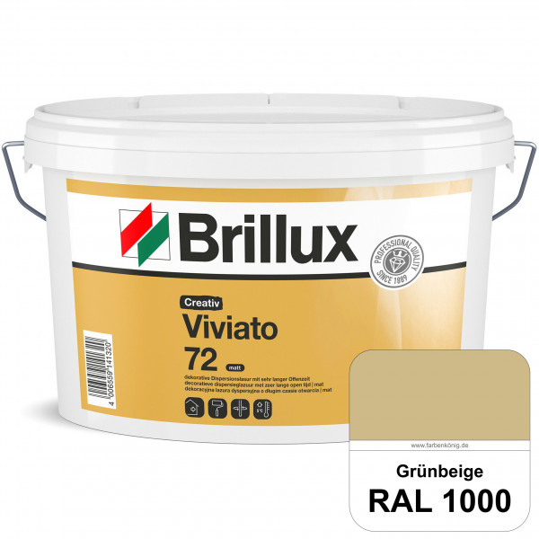 Creativ Viviato 72 (RAL 1000 Grünbeige) Tuchmatte Dispersionslasur für die dekorative Wandgestaltung