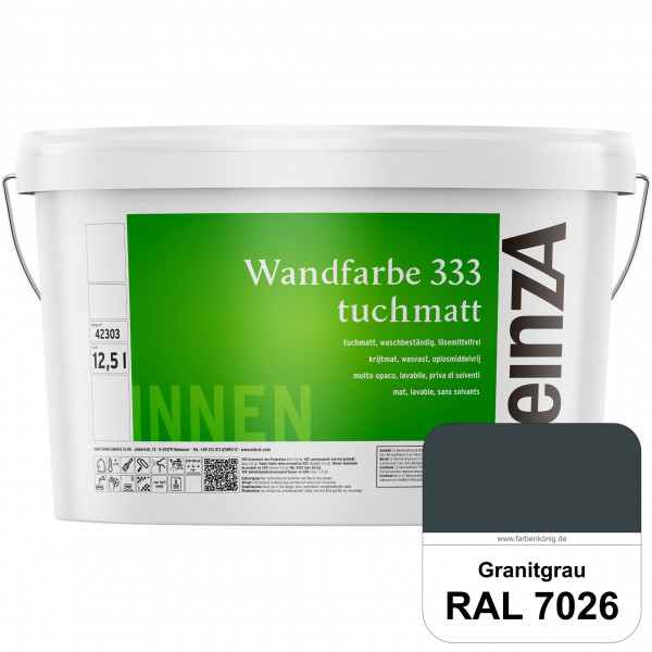 einzA Wandfarbe 333 tuchmatt (RAL 7026 Granitgrau) Hochdeckende, waschbeständige Wandfarbe