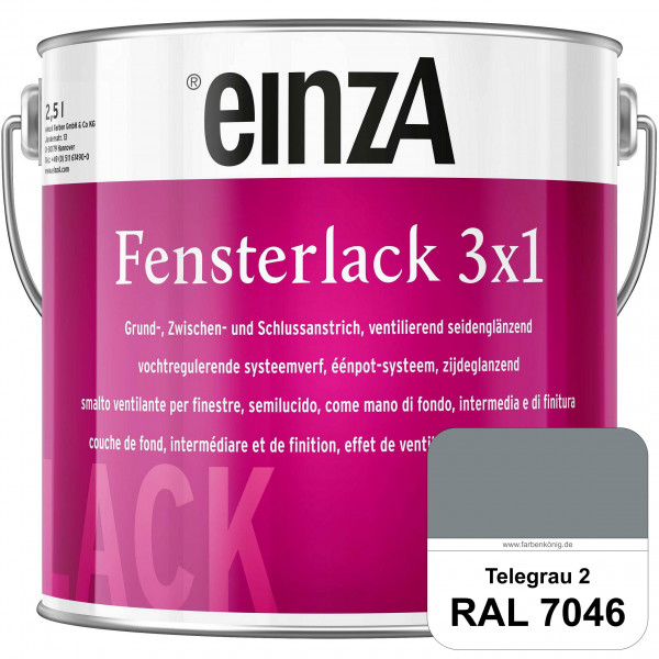 einzA Fensterlack 3 x 1 (RAL 7046 Telegrau 2) wetterbeständiger & seidenglänzender Fensterlack