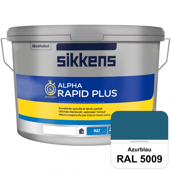 Alpha Rapid Plus (RAL 5009 Azurblau) Hochwertige & stumpfmatte Wandfarbe für mittlere Belastungen