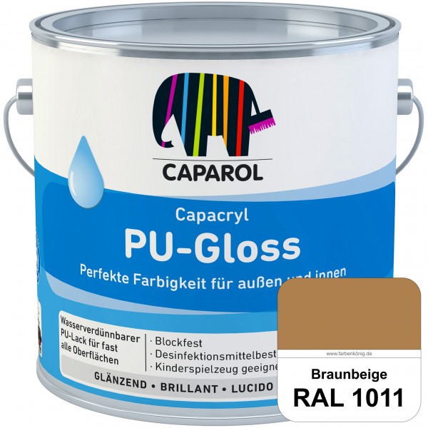Capacryl PU-Gloss (RAL 1011 Braunbeige) glänzender & wasserbasierter Lack (innen & außen)