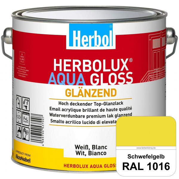 Herbolux Aqua Gloss (RAL 1016 Schwefelgelb) Wasserverdünnbarer Top-Glanzlack (Innen)
