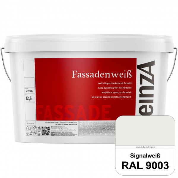 einzA Fassadenweiß (RAL 9003 Signalweiß) Sil-Fassadenfarbe gegen Schmutz & Vergrünung