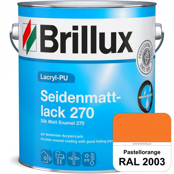Lacryl-PU Seidenmattlack 270 (RAL 2003 Pastellorange) PU-verstärkt (wasserbasiert) für außen und inn