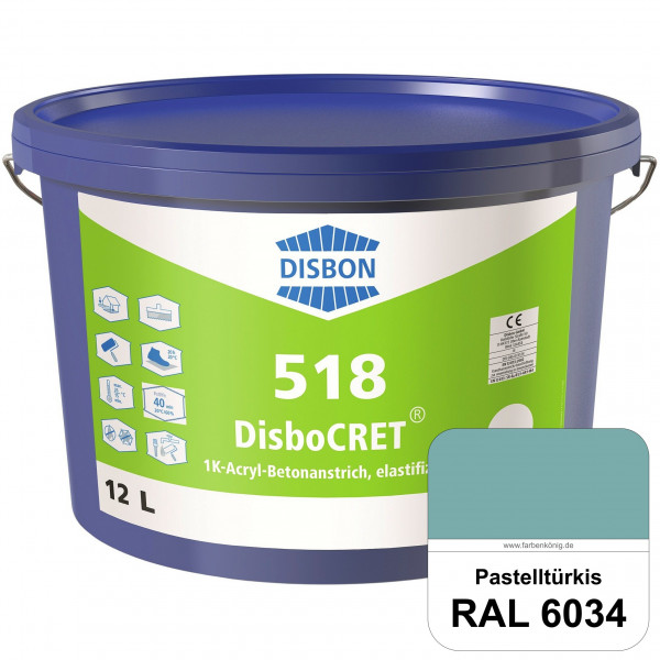DisboCRET 518 1K-Acryl-Betonanstrich, elastifiziert (RAL 6034 Pastelltürkis) Tieftemperaturelastisch