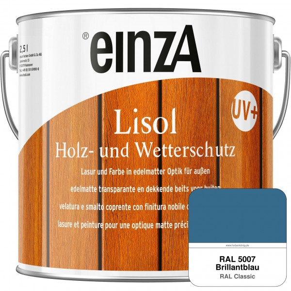 einzA Lisol Holz- und Wetterschutz Lasur und Farbe (RAL 5007 Brillantblau)