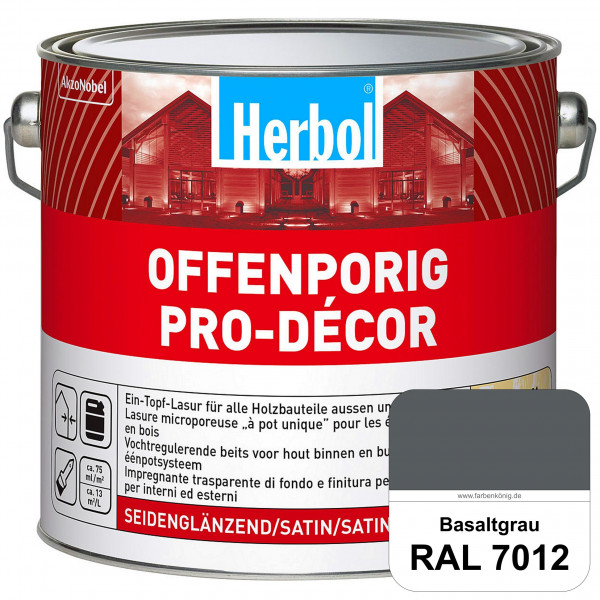 Herbol Offenporig Pro-Décor (RAL 7012 Basaltgrau) Hochwertige Ein-Topf-Holzlasur mit 2-Phasen-UV-Sch