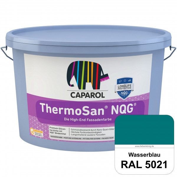 ThermoSan NQG (RAL 5021 Wasserblau) schmutzabweisende Siliconharz Fassadenfarbe mit Algen- und Pilzs