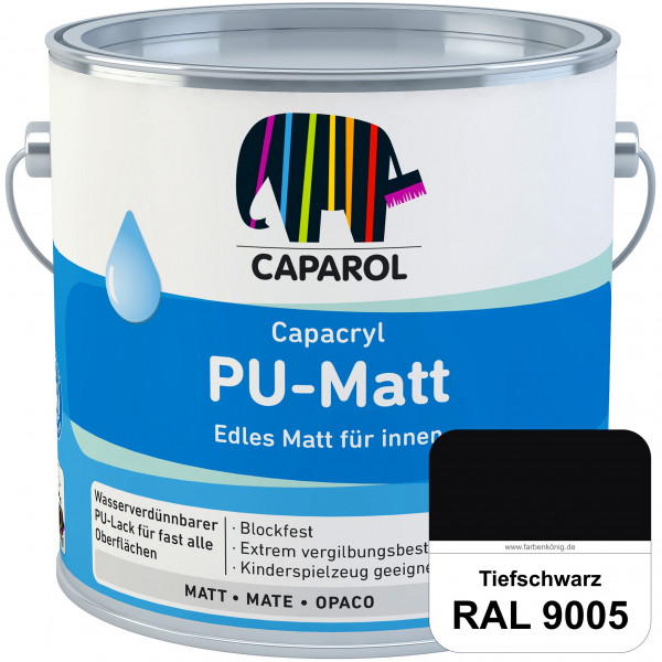 Capacryl PU-Matt (RAL 9005 Tiefschwarz) tuchmatter & wasserbasierter Lack