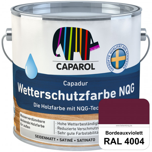 Capadur Wetterschutzfarbe NQG (RAL 4004 Bordeauxviolett) Holzfarbe mit NQG-Technologie wasserbasiert